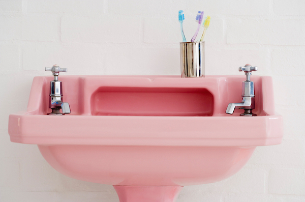 kids bathroom pink sink