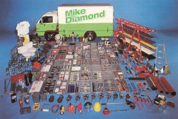 Mike Diamond truck and piles of well-organized tools