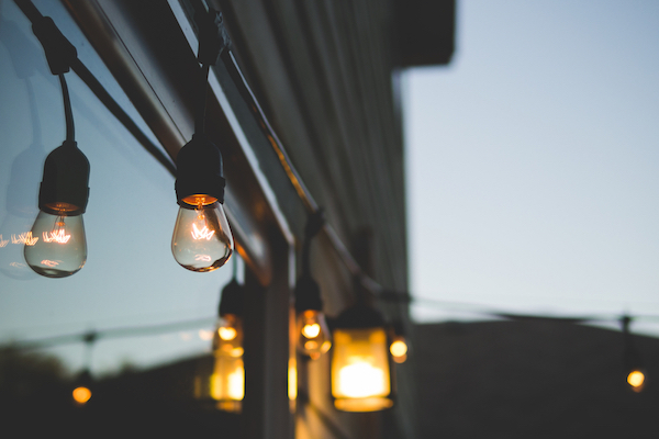 uncovered outdoor filament light bulbs