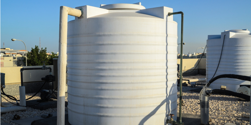 Household water storage tanks (A, B, C); drinking water storage