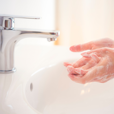 Washing hands without leaving the faucet running